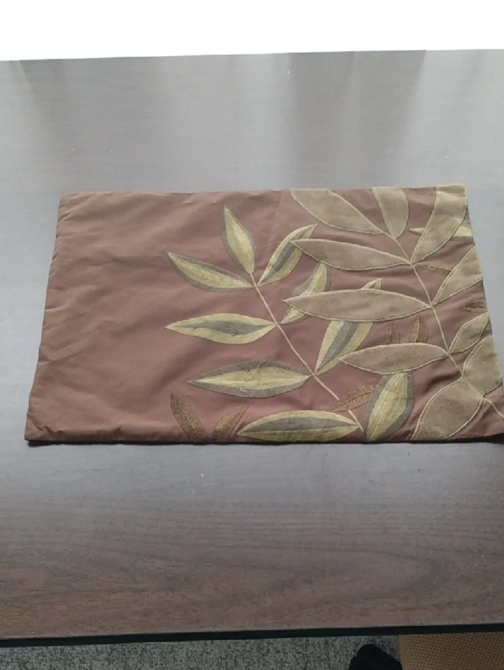 Pier 1 Botanical Embroidered Throw Pillow Cover in Brown & Olive Green